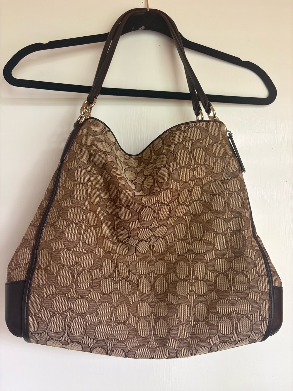 Coach Brown Signature Canvas Hobo Shoulder Bag